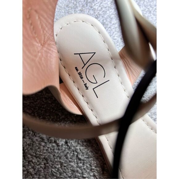 AGL Women's Light Beige Leather Gladiator Ankle Strap Sandals Size 39 - Picture 6 of 8